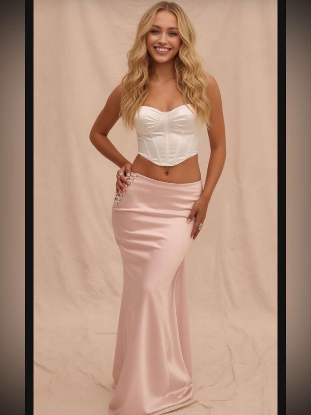 House of CB ‘GIULIANA’ Ballerina Pink Satin Maxi Skirt Small US4-6 $135